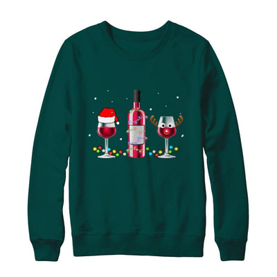 Xmas Merry Christmas Wine Winey Gift-T-Shirt & Sweatshirt-Crewneck Sweatshirt-Deep Forest