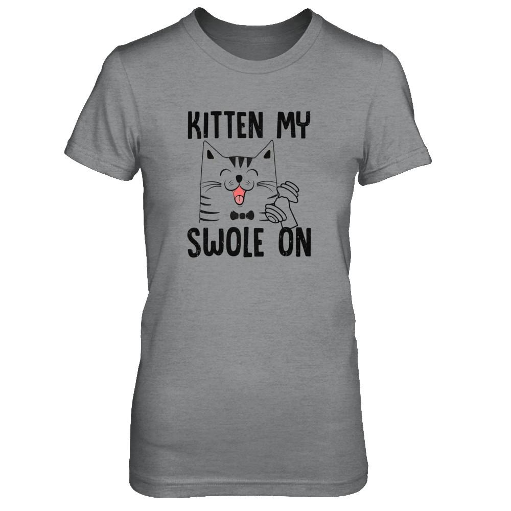 Kitten My Swole On Cat Fitness Gym-T-Shirt & Tank Top-Women's T-Shirt-Sport Grey