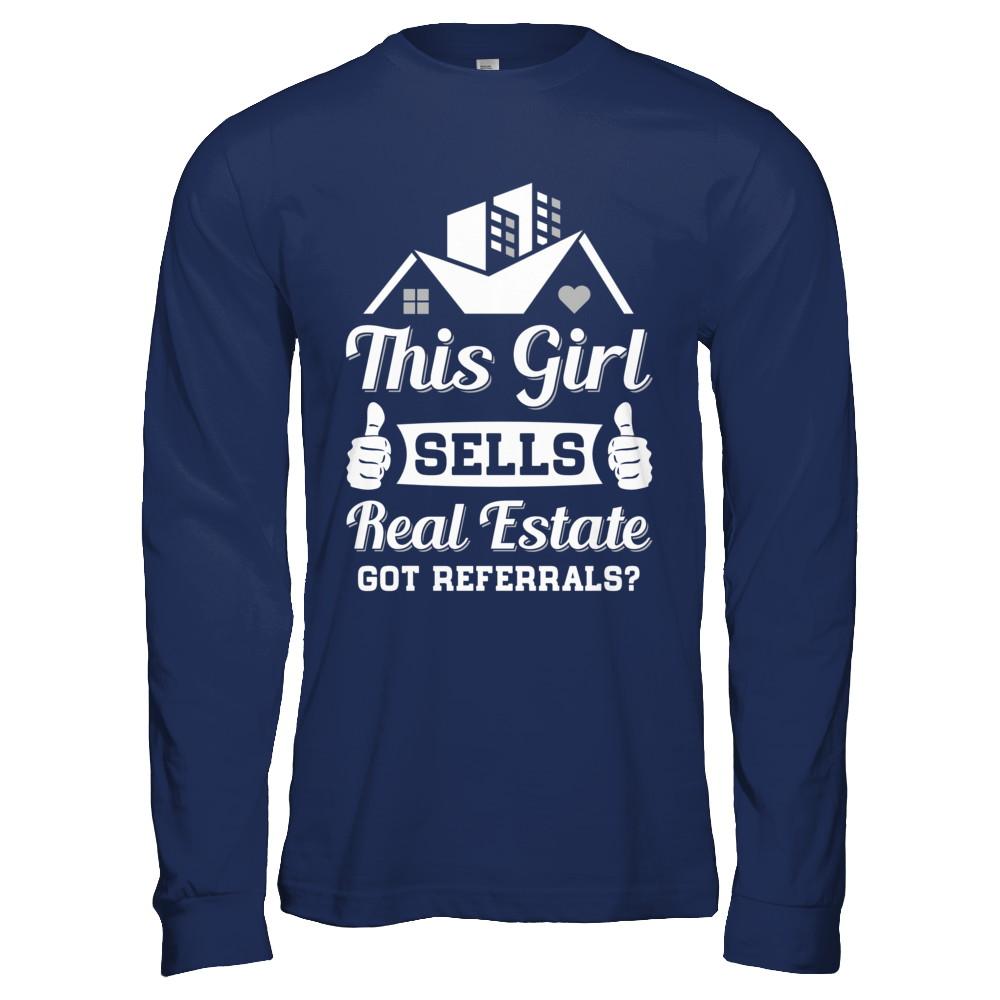 This Girl Sells Real Estate-T-Shirt & Hoodie-Long Sleeve T-Shirt-Navy