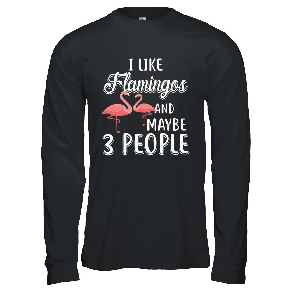 I Like Flamingos And Maybe 3 People-T-Shirt & Hoodie-Long Sleeve T-Shirt-Black
