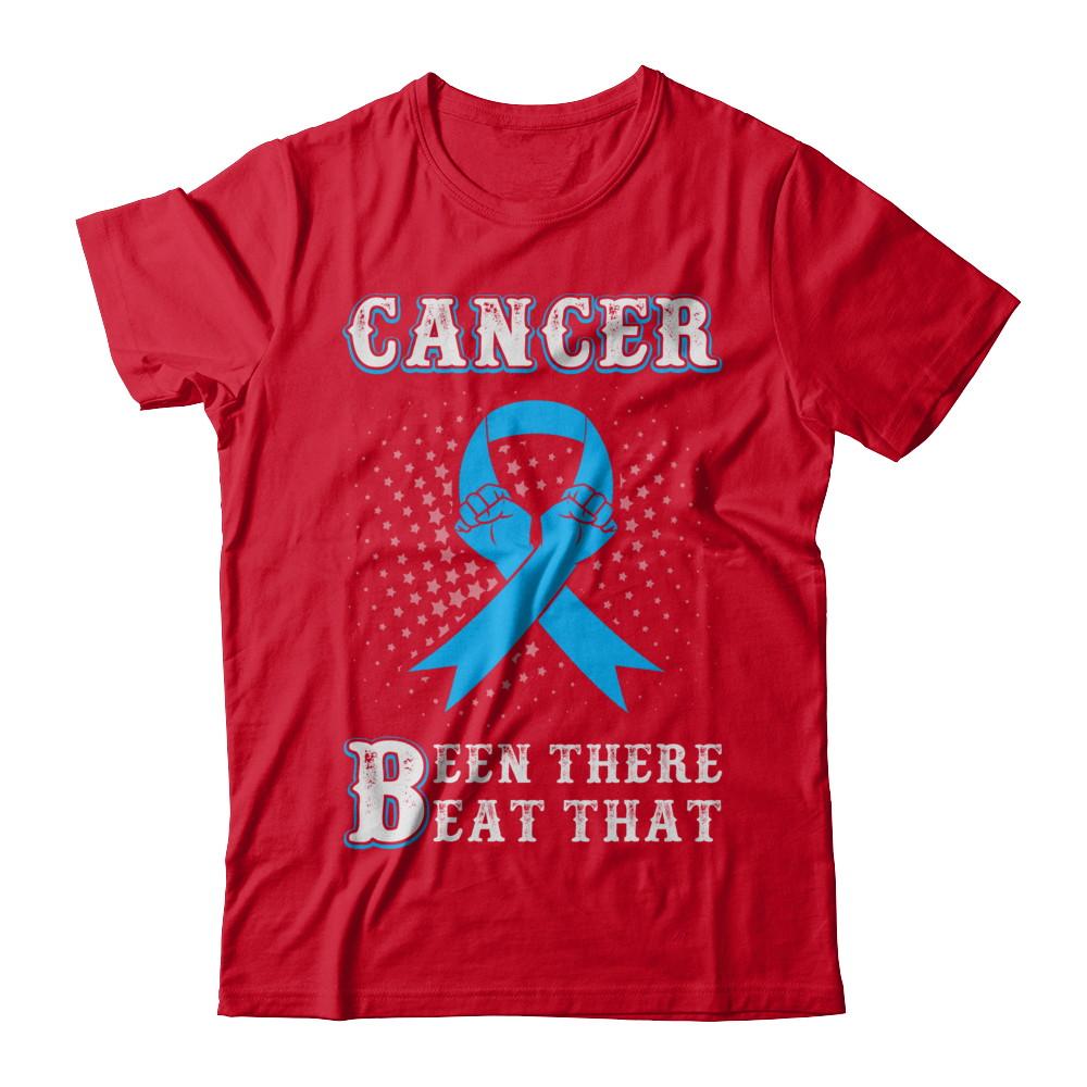 Prostate Cancer Been There Beat That Blue Awareness Ribbon-T-Shirt & Hoodie-Premium T-Shirt-Red