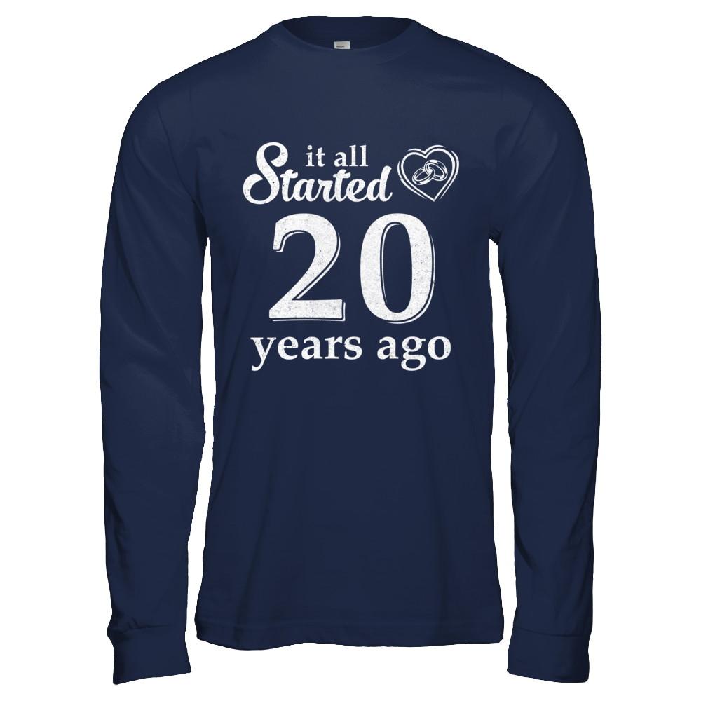 20Th Wedding Anniversary Married Couples 2001 Husband Wife-T-Shirt & Hoodie-Long Sleeve T-Shirt-Navy