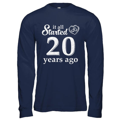 20Th Wedding Anniversary Married Couples 2001 Husband Wife-T-Shirt & Hoodie-Long Sleeve T-Shirt-Navy