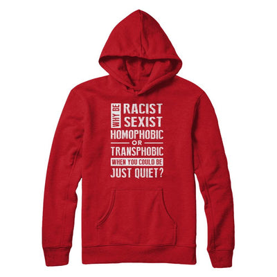 Political Why Be Racist Sexist Homophobic Or Transphobic-T-Shirt & Hoodie-Pullover Hoodie-Red
