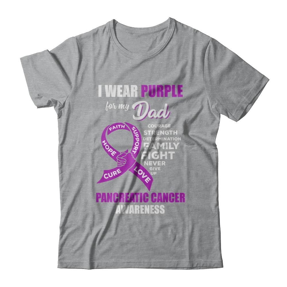 Pancreatic Cancer I Wear Purple For My Dad Son Daughter-T-Shirt & Hoodie-Classic T-Shirt-Sport Grey