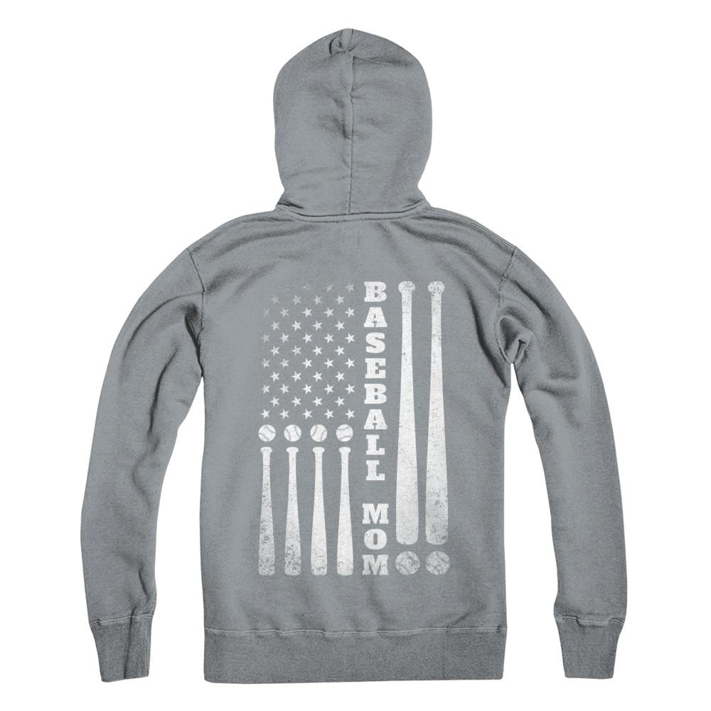 American Flag Vintage Baseball Mom Mother's Day-T-Shirt & Hoodie-Hanes - Heavyweight Pullover Hoodie-Light Steel