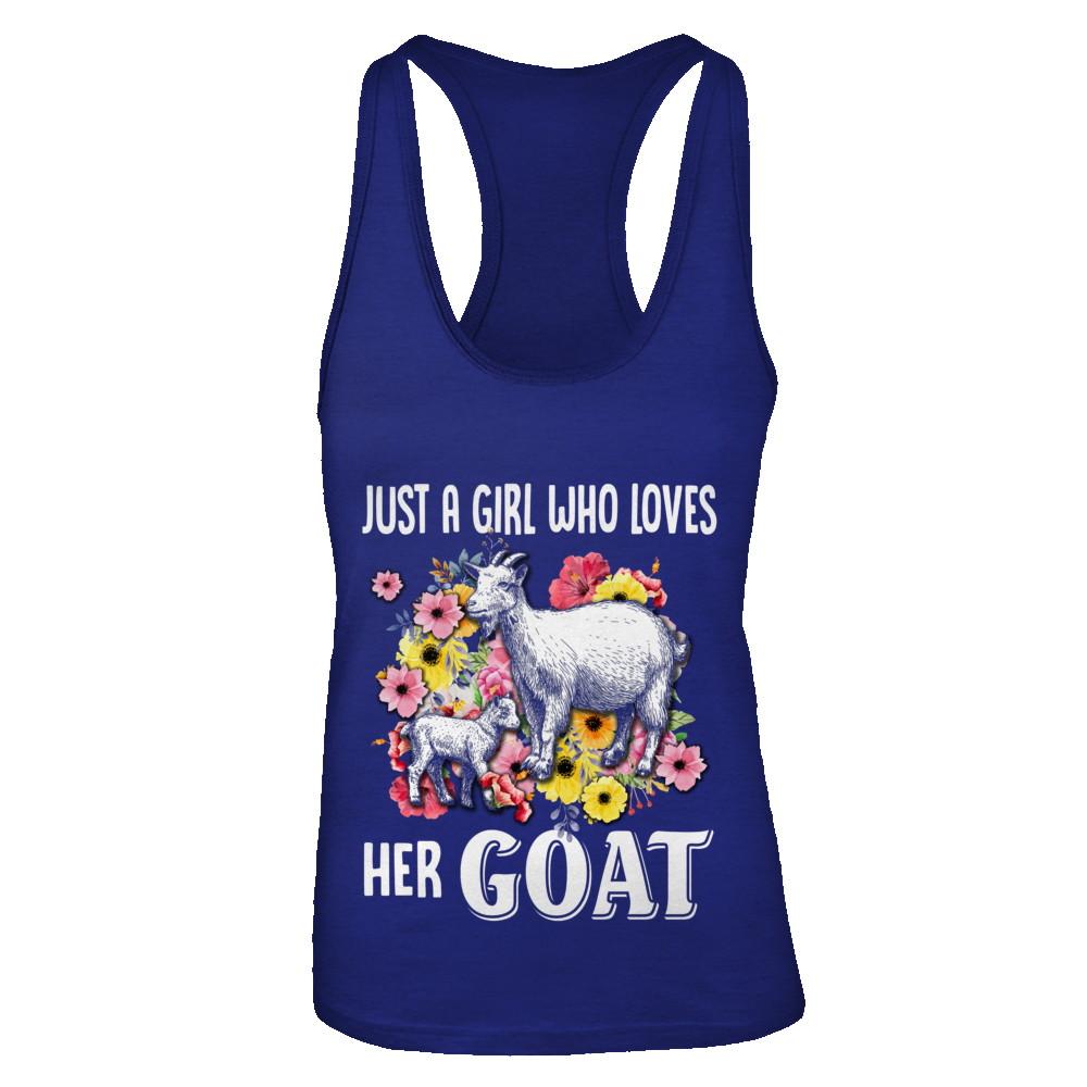 Just A Girl Who Loves Her Goat-T-Shirt & Tank Top-Women's Ideal Racerback Tank-Royal