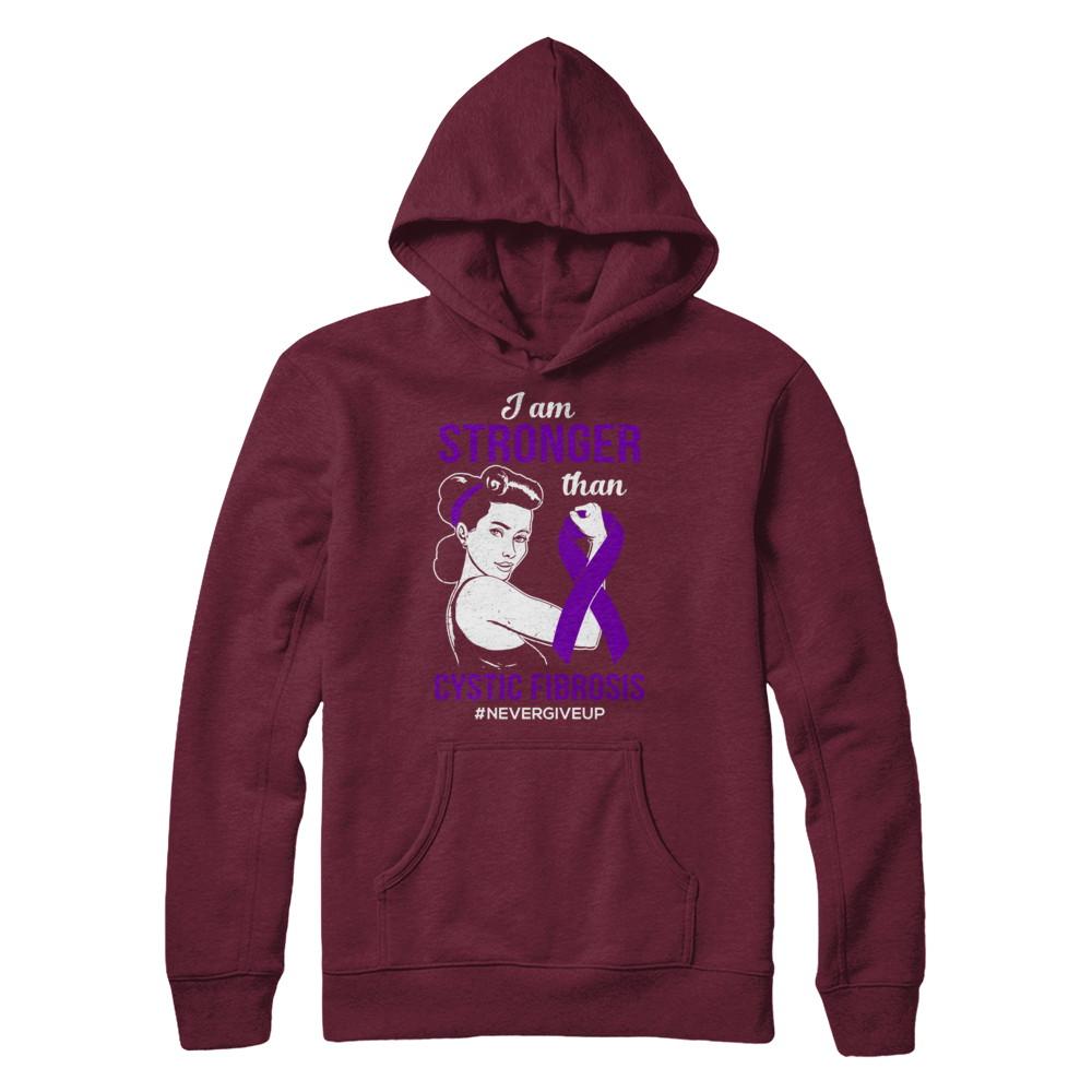 I Am Stronger Than Cystic Fibrosis Awareness Support-T-Shirt & Hoodie-Pullover Hoodie-Maroon