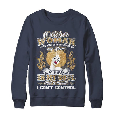 I'm An October Woman Funny Birthday-T-Shirt & Sweatshirt-Crewneck Sweatshirt-Navy