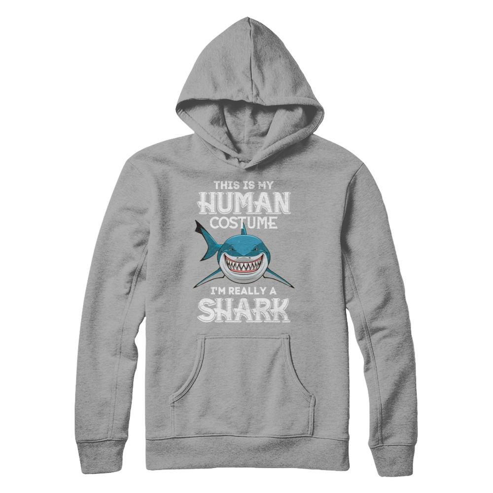 This Is My Human Costume I'm Really A Shark Halloween-T-Shirt & Hoodie-Pullover Hoodie-Light Steel