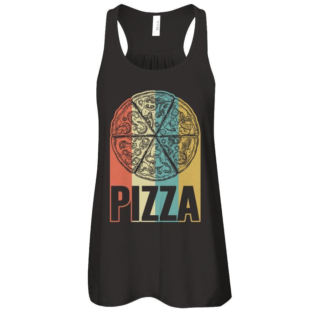 Classic Vintage Retro Style Pizza-T-Shirt & Tank Top-Women's Flowy Racerback Tank-Black