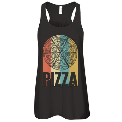 Classic Vintage Retro Style Pizza-T-Shirt & Tank Top-Women's Flowy Racerback Tank-Black