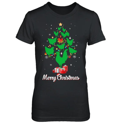 Funny Chicken Merry Christmas Tree Ugly Sweater-T-Shirt & Sweatshirt-Women's T-Shirt-Black