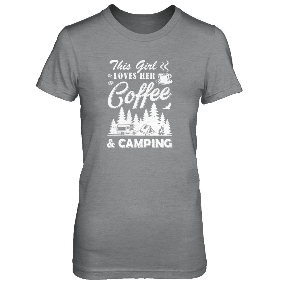 This Girl Loves Her Coffee And Camping-T-Shirt & Tank Top-Women's T-Shirt-Sport Grey