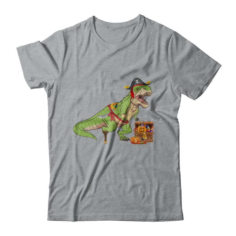Dinosaurs T-Rex Pirate Halloween Saurus For Men Women-T-Shirt & Hoodie-Classic T-Shirt-Sport Grey