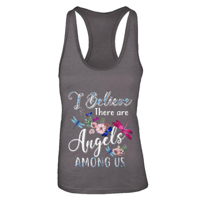 I Believe There Are Angels Among Us Dragonfly-T-Shirt & Tank Top-Women's Ideal Racerback Tank-Dark Grey
