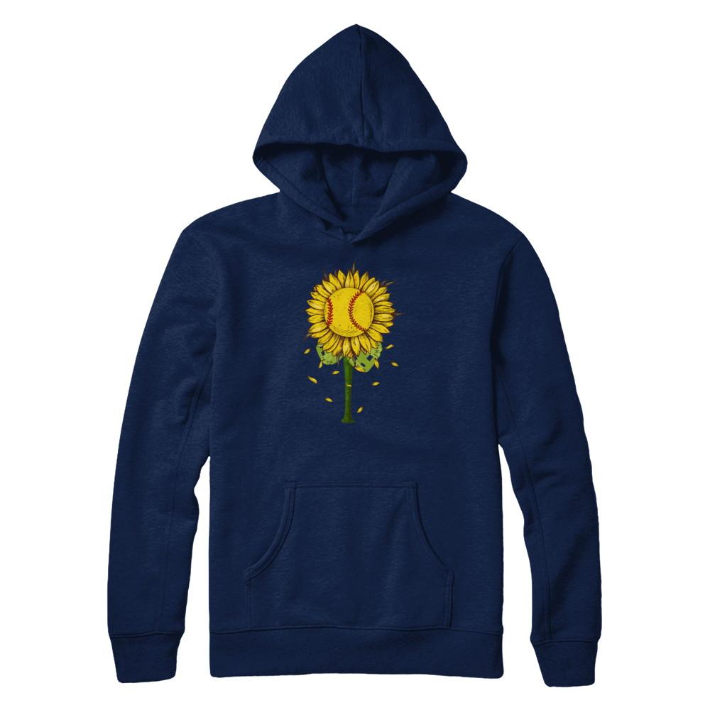 Sunflower Softball Mom Daughter Lover Gift-T-Shirt & Tank Top-Pullover Hoodie-Navy