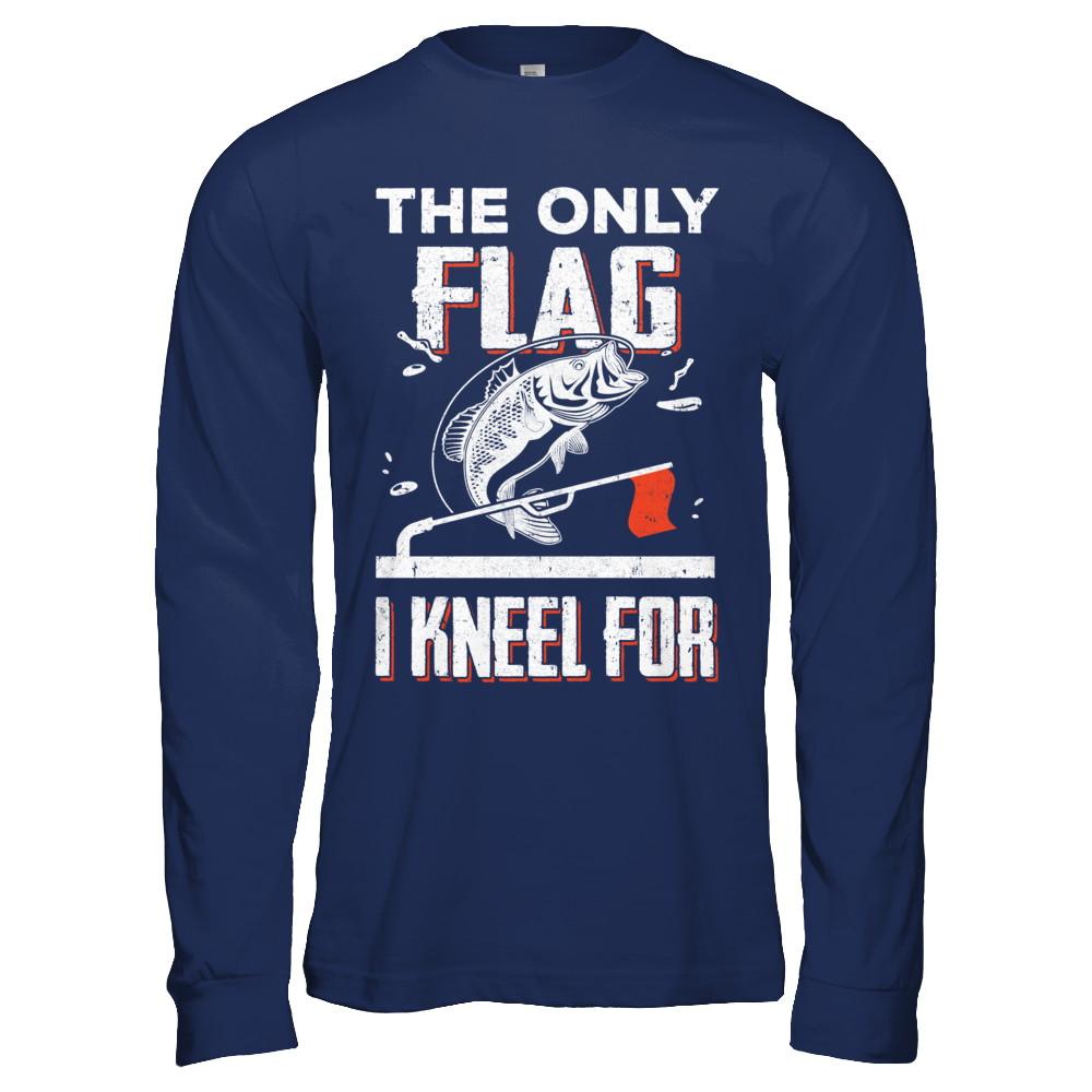 The Only Flag I Kneel For Wahoo ono Fish Fishing-T-Shirt & Hoodie-Long Sleeve T-Shirt-Navy