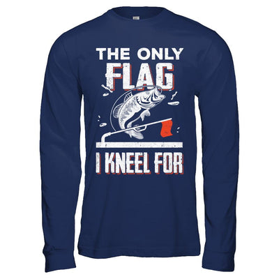 The Only Flag I Kneel For Wahoo ono Fish Fishing-T-Shirt & Hoodie-Long Sleeve T-Shirt-Navy