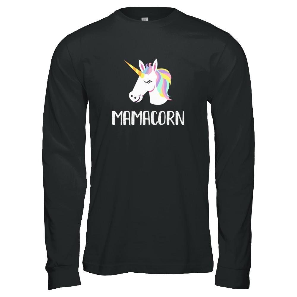 Unicorn Mom And Baby Mamacorn Mama Mother Day Gift-T-Shirt & Tank Top-Long Sleeve T-Shirt-Black