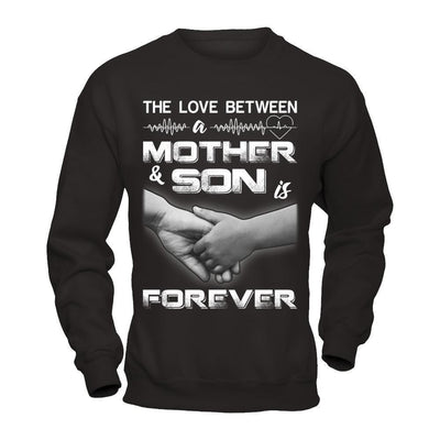 The Love Between A Mother And Son Is Forever-T-Shirt & Hoodie-Crewneck Sweatshirt-Black
