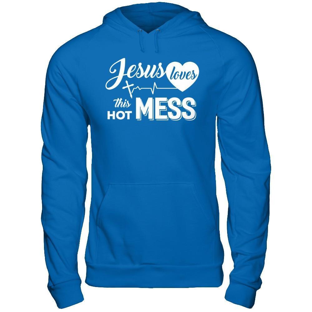Jesus Loves This Hot Mess-T-Shirt & Hoodie-Pullover Hoodie-Royal