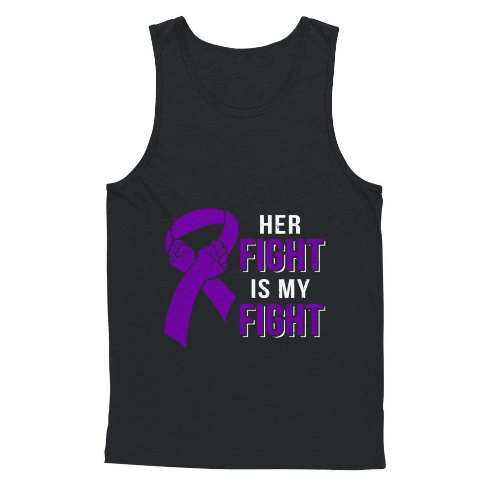 Her Fight Is My Fight Alzheimers Pancreatic Cancer Awareness-T-Shirt & Hoodie-Unisex Tank-Black