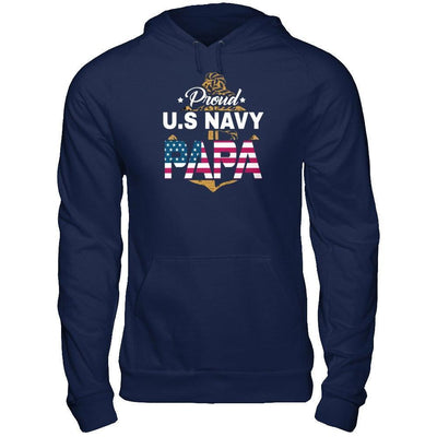 Proud US Navy Papa-T-Shirt & Hoodie-Pullover Hoodie-Navy