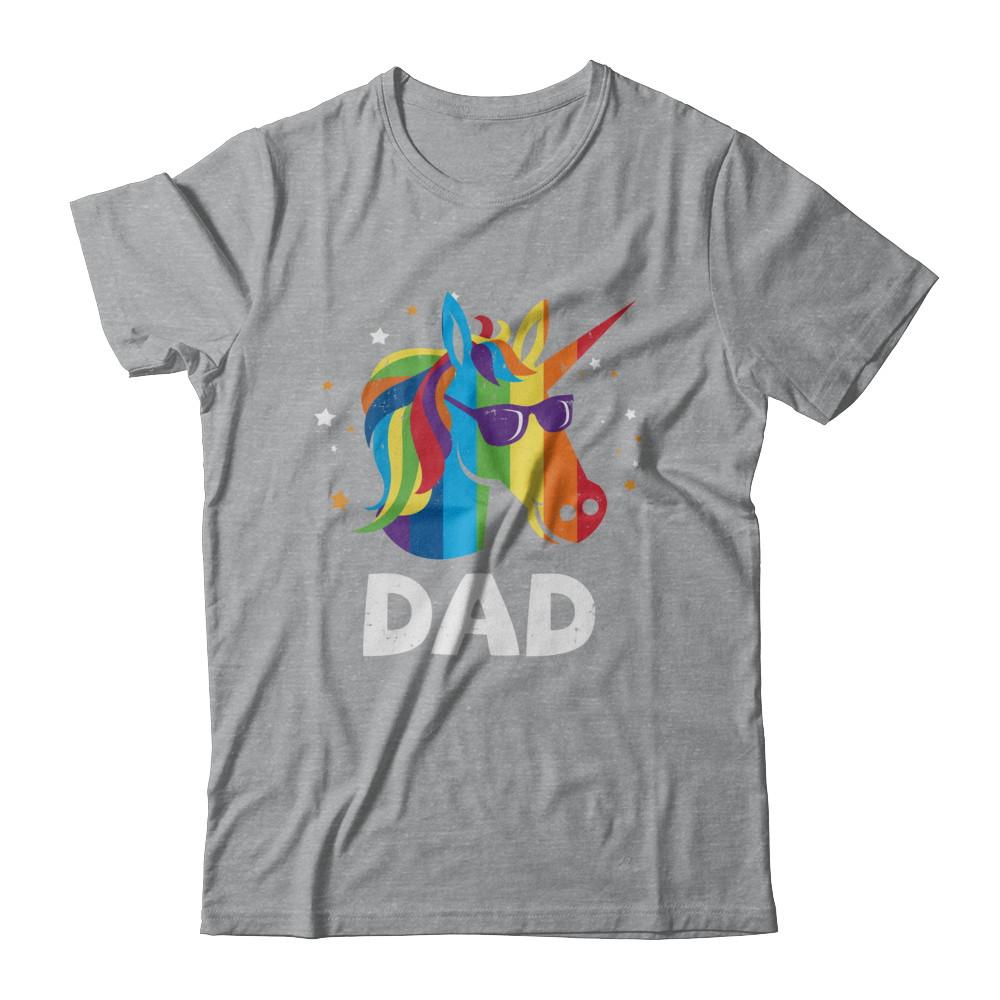 LGBT Pride Lesbian Gay Proud Dad Unicorn-T-Shirt & Hoodie-Classic T-Shirt-Sport Grey