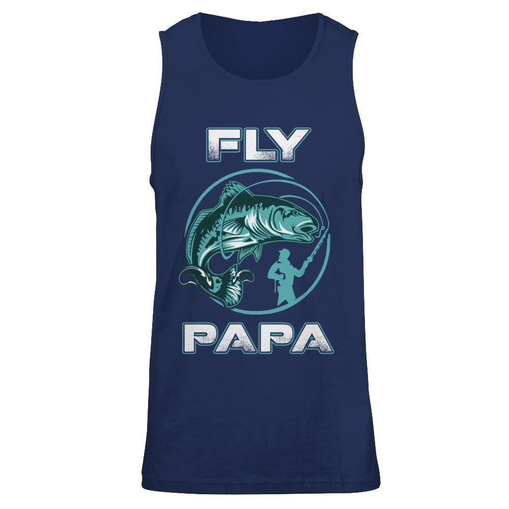 Fly Fishing Papa-T-Shirt & Hoodie-Unisex Tank-Navy