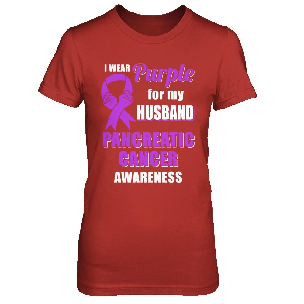 I Wear Purple For My Husband Pancreatic Cancer Wife-T-Shirt & Hoodie-Women's T-Shirt-Red
