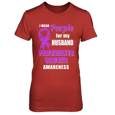 I Wear Purple For My Husband Pancreatic Cancer Wife-T-Shirt & Hoodie-Women's T-Shirt-Red