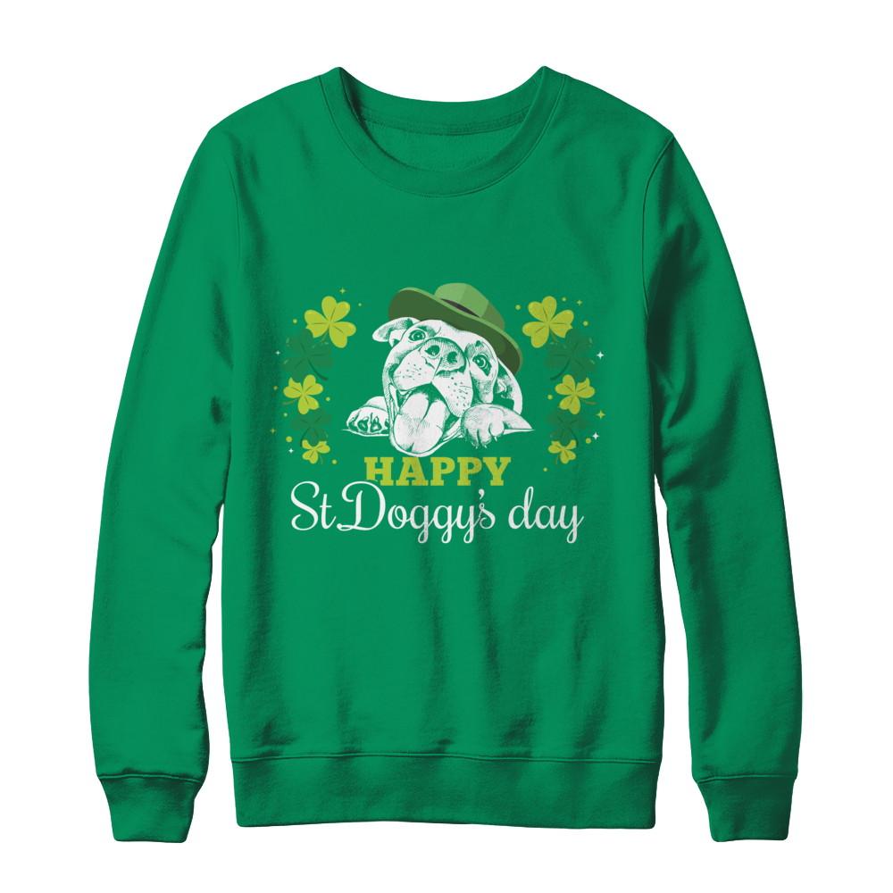 Happy St Doggy's Day Saint Patrick's Day Dog-T-Shirt & Hoodie-Crewneck Sweatshirt-Irish Green