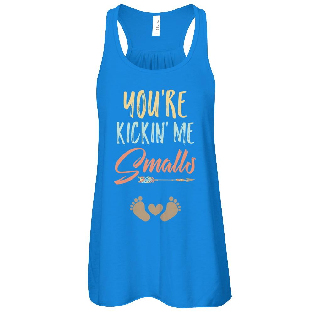 You're Kickin' Me Smalls Pregnancy Mother's Day-T-Shirt & Tank Top-Women's Flowy Racerback Tank-True Royal