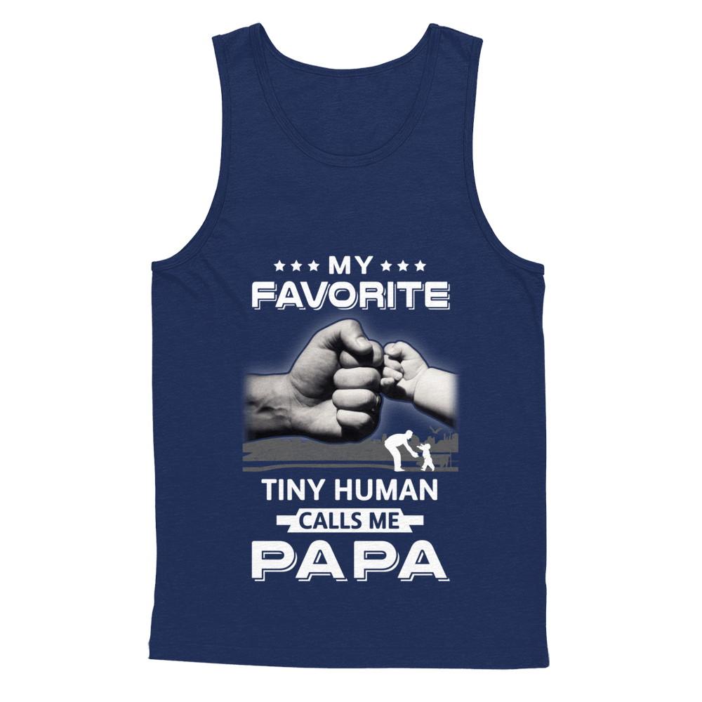 My Favorite Tiny Human Calls Me Papa-T-Shirt & Hoodie-Unisex Tank-Navy