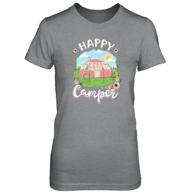 Happy Camper Flower Funny Camping Girl Gifts-T-Shirt & Tank Top-Women's T-Shirt-Sport Grey