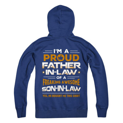 Proud Father In Law Freaking Awesome Son-In-Law Fathers Day-T-Shirt & Hoodie-Pullover Hoodie-Deep Royal