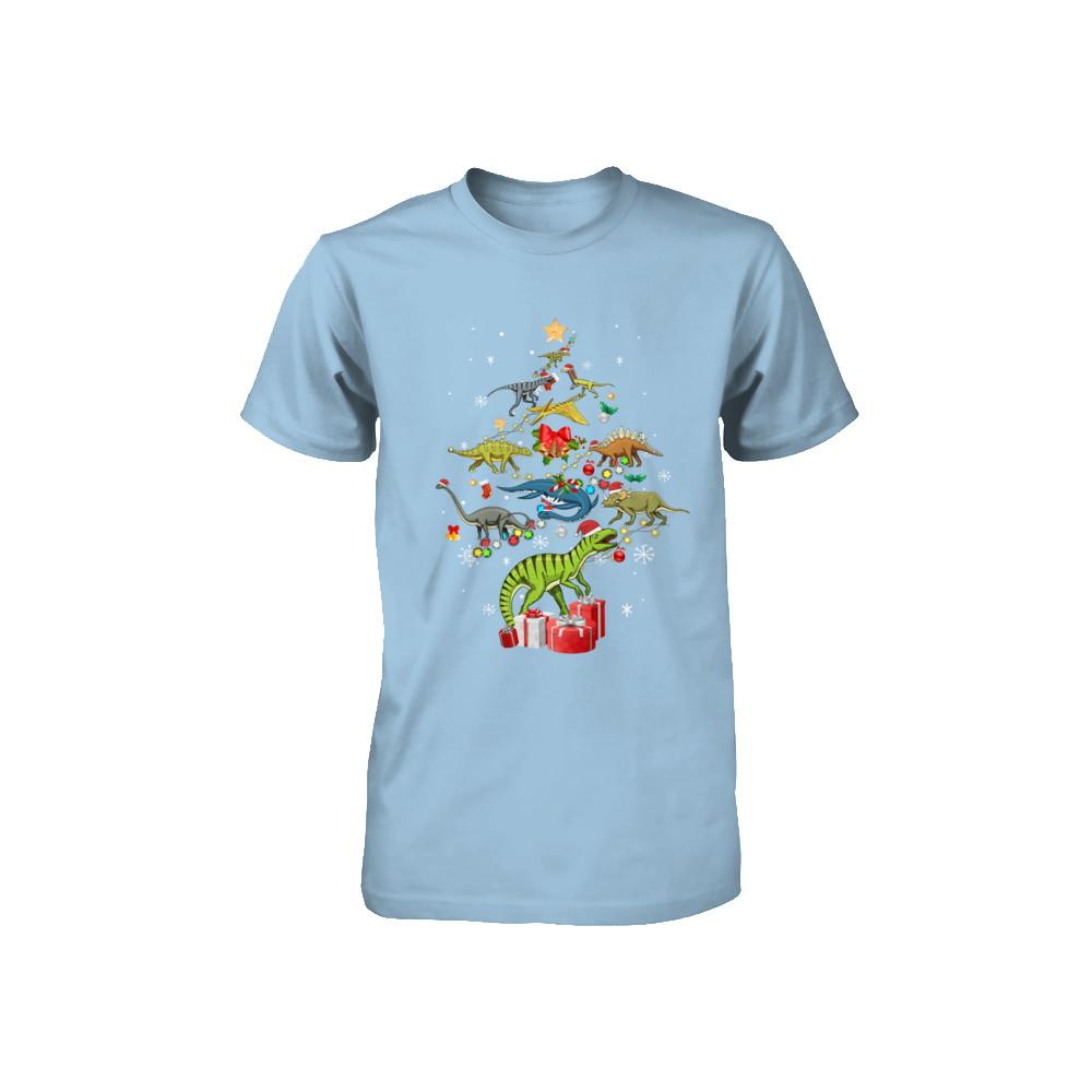 Tree Rex Funny Dinosaur Christmas Tree Kids Gift Youth-Youth Shirt-Toddler T-Shirt-Light Blue