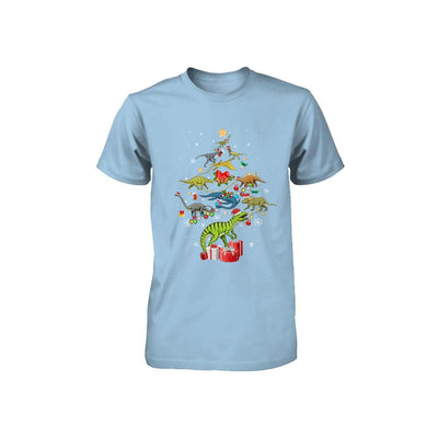 Tree Rex Funny Dinosaur Christmas Tree Kids Gift Youth-Youth Shirt-Toddler T-Shirt-Light Blue