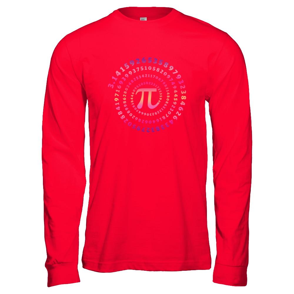 Pi Spiral Novelty-T-Shirt & Hoodie-Long Sleeve T-Shirt-Red