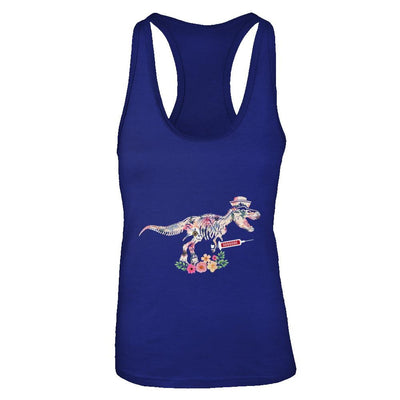 Nursing Nurse Saurus Dinosaur T-Rex-T-Shirt & Tank Top-Women's Ideal Racerback Tank-Royal