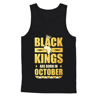 Black Kings Are Born In October Birthday-T-Shirt & Hoodie-Unisex Tank-Black