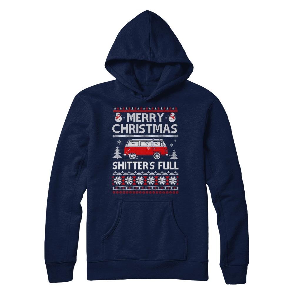 Merry Christmas Shitters Full Ugly Sweater-T-Shirt & Sweatshirt-Pullover Hoodie-Navy