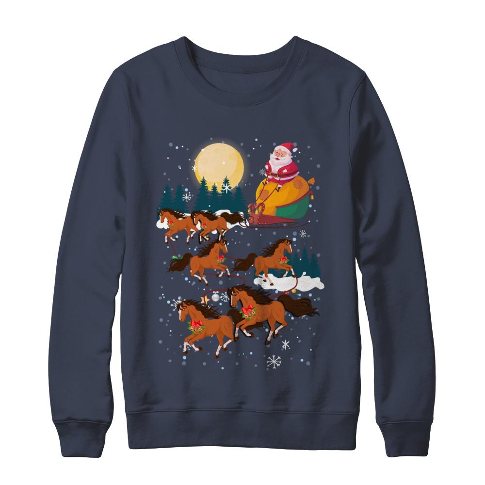 Funny Christmas Horse Reindeer Lover Santa Gift-T-Shirt & Sweatshirt-Crewneck Sweatshirt-Navy