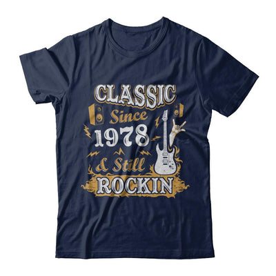 Vintage Classic Since 1978 With Rockin 43th Birthday-T-Shirt & Hoodie-Classic T-Shirt-Navy