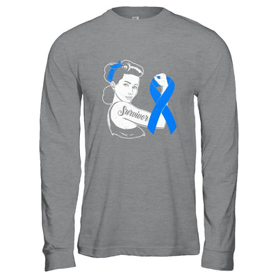 We Can Cure It Colon Cancer Blue Awareness Survivor-T-Shirt & Hoodie-Long Sleeve T-Shirt-Sport Grey