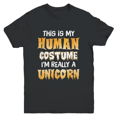 This Is My Human Costume Unicorn Halloween Youth-Youth Shirt-Youth T-Shirt-Black