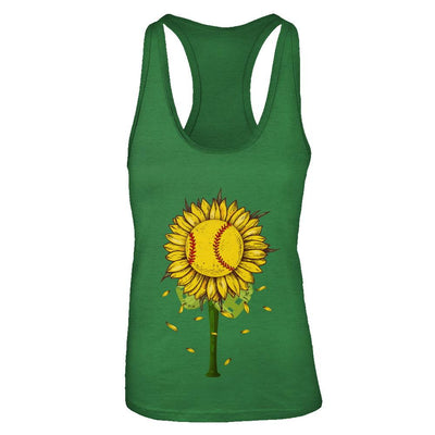 Sunflower Softball Mom Daughter Lover Gift-T-Shirt & Tank Top-Women's Ideal Racerback Tank-Kelly Green