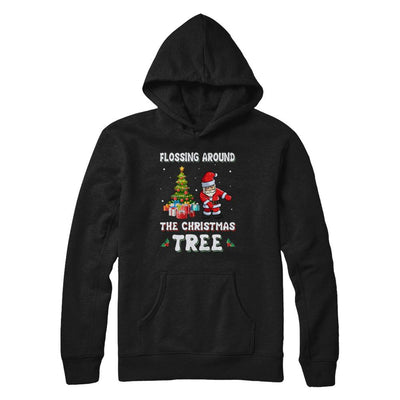 Santa Claus Flossing Around The Christmas Tree-T-Shirt & Hoodie-Pullover Hoodie-Black