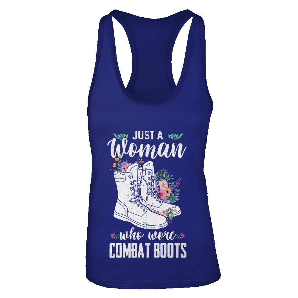 Just A Woman Who Wore Combat Boots Veteran-T-Shirt & Tank Top-Women's Ideal Racerback Tank-Royal